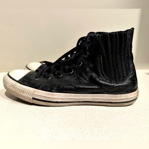 Covers black leathered shoes styled with zippers